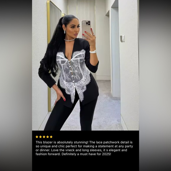 🎉New Stunning Black and White Lace Corset Blazer Dress - Picture 12 of 13